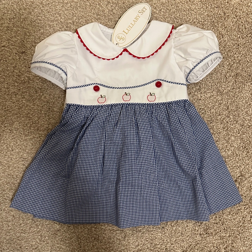Lullaby Set 9M Girls Dress with Apple Embroidery